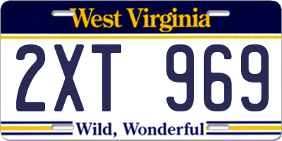 WV license plate 2XT969