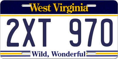 WV license plate 2XT970