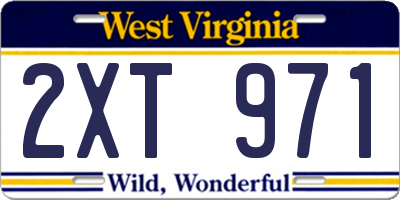 WV license plate 2XT971