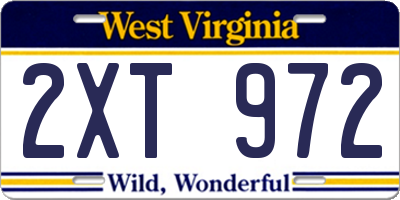 WV license plate 2XT972