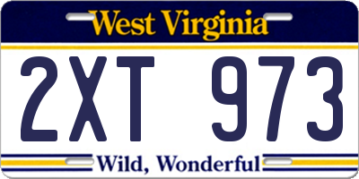 WV license plate 2XT973