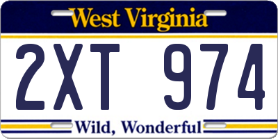 WV license plate 2XT974
