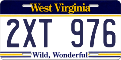WV license plate 2XT976