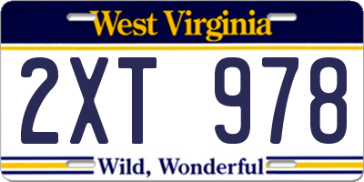 WV license plate 2XT978
