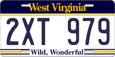 WV license plate 2XT979