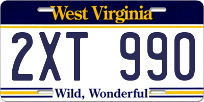 WV license plate 2XT990