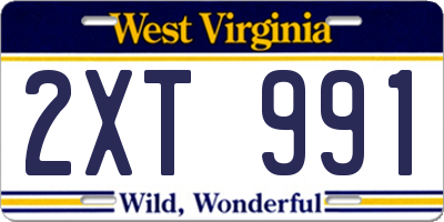WV license plate 2XT991