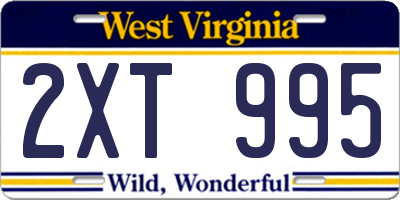 WV license plate 2XT995
