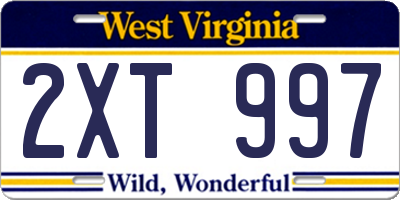 WV license plate 2XT997