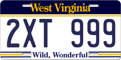 WV license plate 2XT999