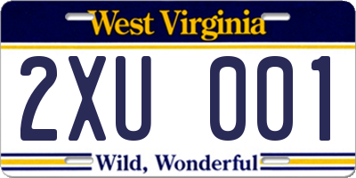 WV license plate 2XU001