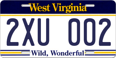 WV license plate 2XU002