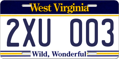 WV license plate 2XU003