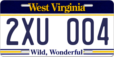 WV license plate 2XU004