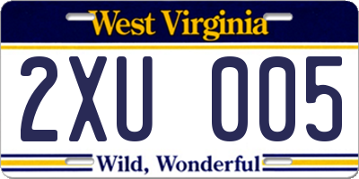 WV license plate 2XU005