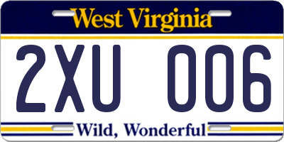 WV license plate 2XU006