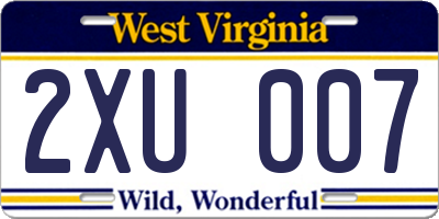 WV license plate 2XU007