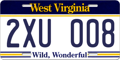 WV license plate 2XU008