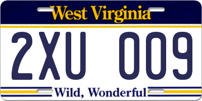 WV license plate 2XU009