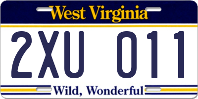 WV license plate 2XU011
