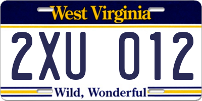 WV license plate 2XU012