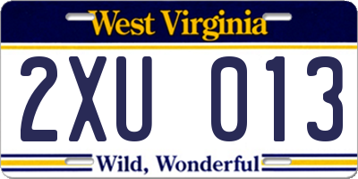 WV license plate 2XU013