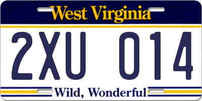 WV license plate 2XU014