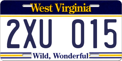 WV license plate 2XU015