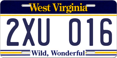 WV license plate 2XU016