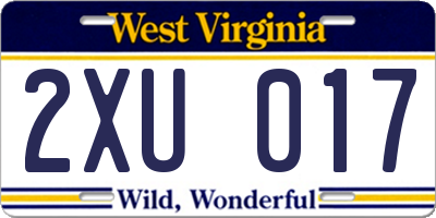 WV license plate 2XU017