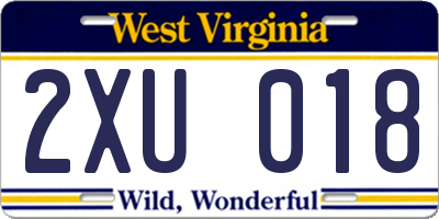 WV license plate 2XU018