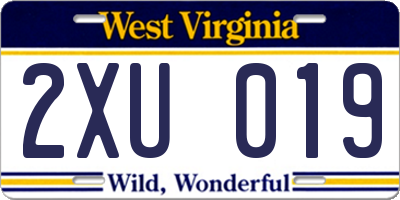 WV license plate 2XU019