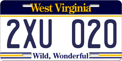 WV license plate 2XU020