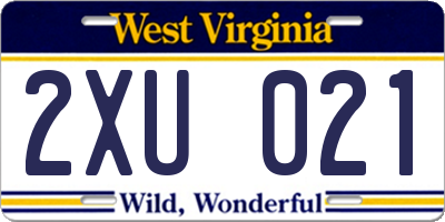 WV license plate 2XU021