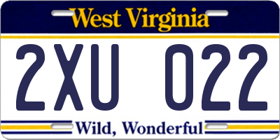 WV license plate 2XU022