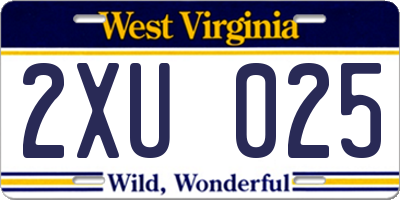 WV license plate 2XU025