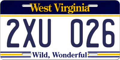 WV license plate 2XU026