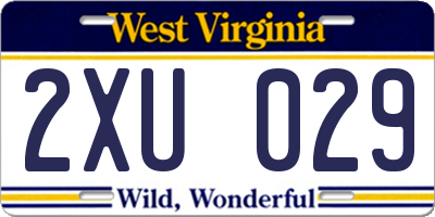 WV license plate 2XU029