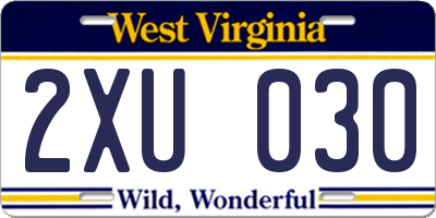 WV license plate 2XU030
