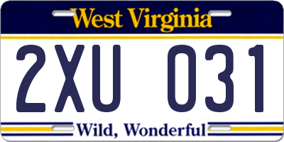 WV license plate 2XU031
