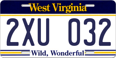 WV license plate 2XU032