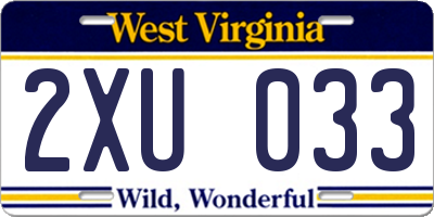WV license plate 2XU033