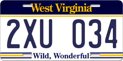 WV license plate 2XU034