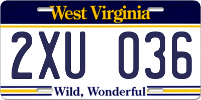 WV license plate 2XU036