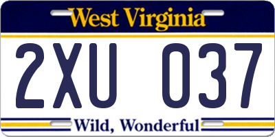 WV license plate 2XU037