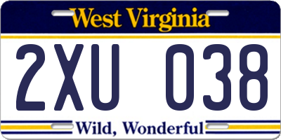WV license plate 2XU038