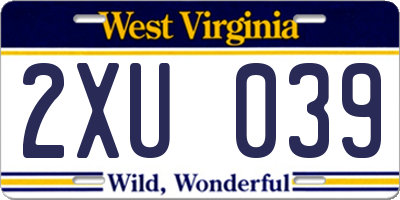 WV license plate 2XU039