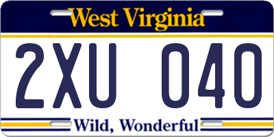 WV license plate 2XU040