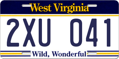WV license plate 2XU041