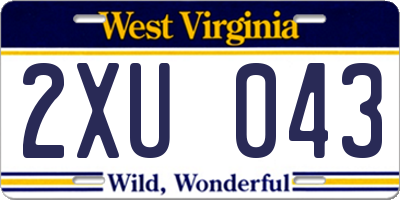 WV license plate 2XU043